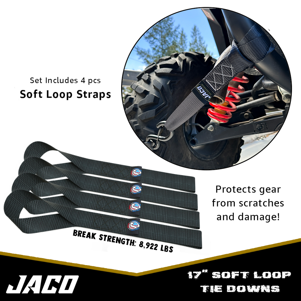 Heavy Duty Ratchet Tie Down Straps with Soft Loops (1.6" x 8 ft) | AAR Certified Break Strength (5,208 lbs)