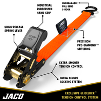 Tie Down Ratchet Straps (4 Pack) - 1 in x 15 ft | AAR Certified Break Strength (1,823 lbs) | Cargo Tie Down Set - Image 9 - JACO