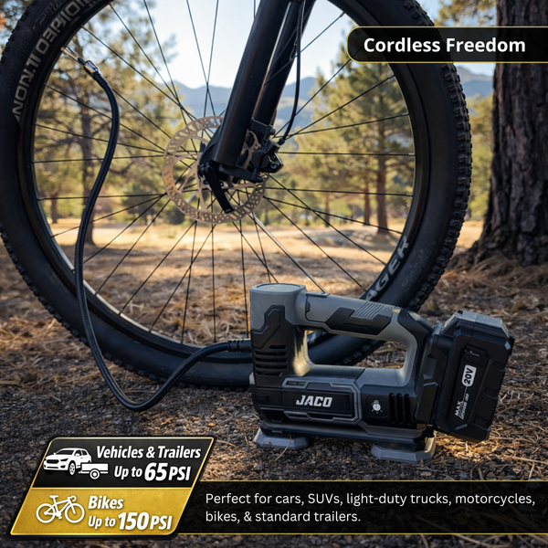 Inflate car, truck, SUV, bike, and trailer tires.