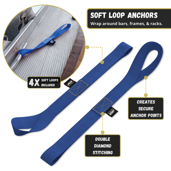 Retractable Ratchet Straps - 1" x 15 ft (1,760 lbs Break Strength) | Auto Self Retracting Cargo Tie Down Strap Set - Image 20 - JACO
