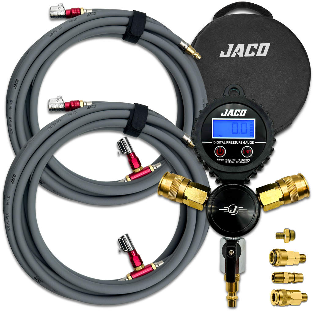 JACO Rapid 4-Tire Inflation/Deflation System with Lightning™ Air Chucks | 4-Way Multi-Tire Inflator/Deflator Hose Kit for Off Road 4x4