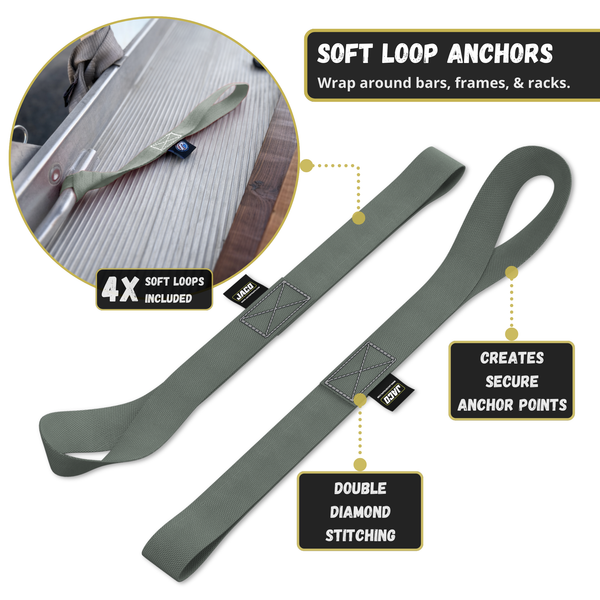 Retractable Ratchet Straps - 1" x 15 ft (1,760 lbs Break Strength) | Auto Self Retracting Cargo Tie Down Strap Set - Image 29 - JACO
