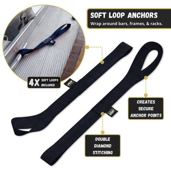 Retractable Ratchet Straps - 1" x 15 ft (1,760 lbs Break Strength) | Auto Self Retracting Cargo Tie Down Strap Set - Image 9 - JACO