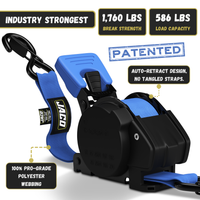 Retractable Ratchet Straps - 1" x 15 ft (1,760 lbs Break Strength) | Auto Self Retracting Cargo Tie Down Strap Set - Image 13 - JACO