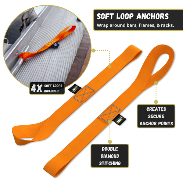 Retractable Ratchet Straps - 1" x 15 ft (1,760 lbs Break Strength) | Auto Self Retracting Cargo Tie Down Strap Set - Image 39 - JACO