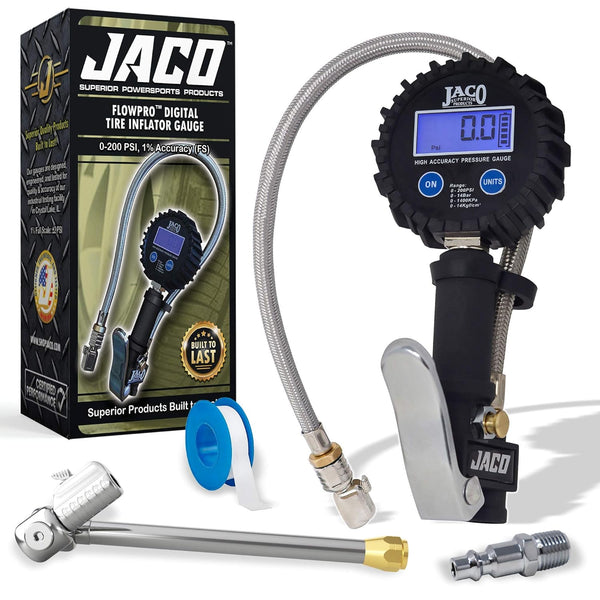 FlowPro® Digital Tire Inflator Gauge with Lock-on Dually Air Chuck - 200 PSI (Bundle) - JACO