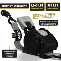 Retractable Ratchet Straps - 1" x 15 ft (1,760 lbs Break Strength) | Auto Self Retracting Cargo Tie Down Strap Set - Image 23 - JACO