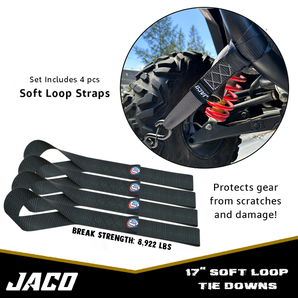 Heavy Duty Ratchet Tie Down Straps with Soft Loops (1.6" x 8 ft) | AAR Certified Break Strength (5,208 lbs) - Image 7 - JACO