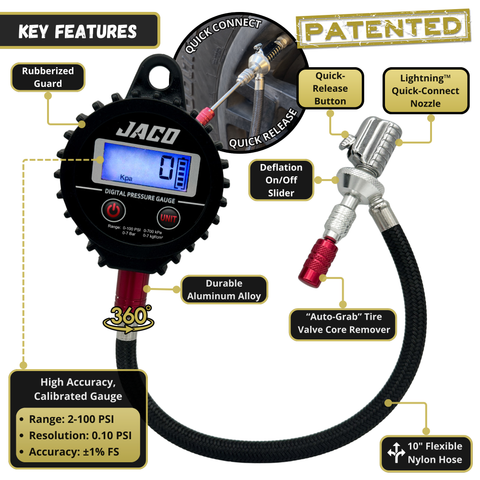 Lightning™ RX4 Digital Tire Deflator with Gauge | Quick-Connect Rapid Air Down Tool for Off Road 4x4