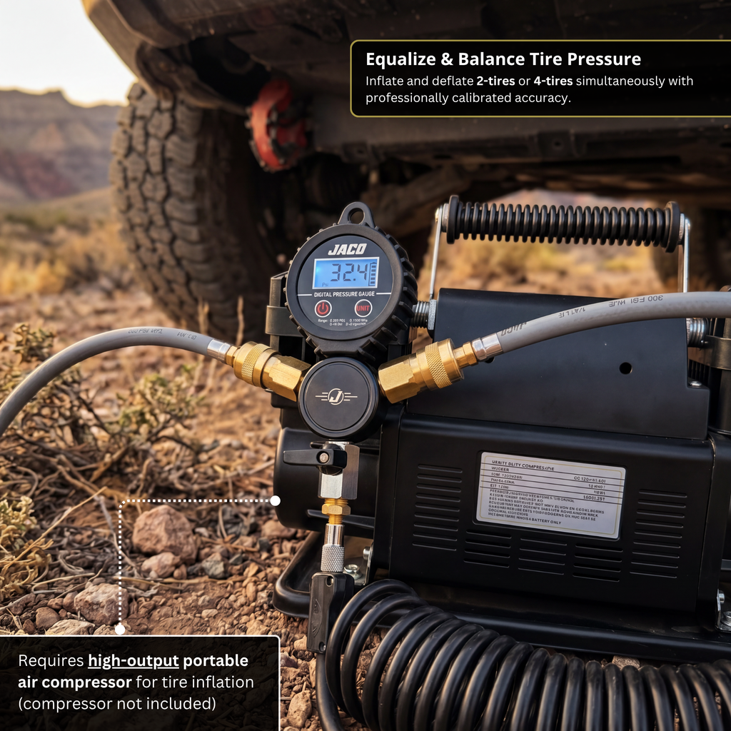 Rapid 4-Tire Inflation/Deflation System with Lightning™ Air Chucks | Multi-Tire Inflator/Deflator 4-Way Hose Kit for Off Road 4x4