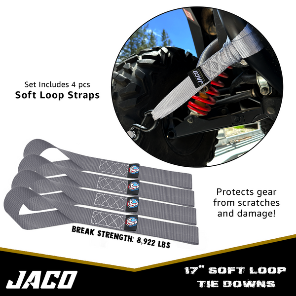 Heavy Duty Ratchet Tie Down Straps with Soft Loops (1.6" x 8 ft) | AAR Certified Break Strength (5,208 lbs) - Image 21 - JACO