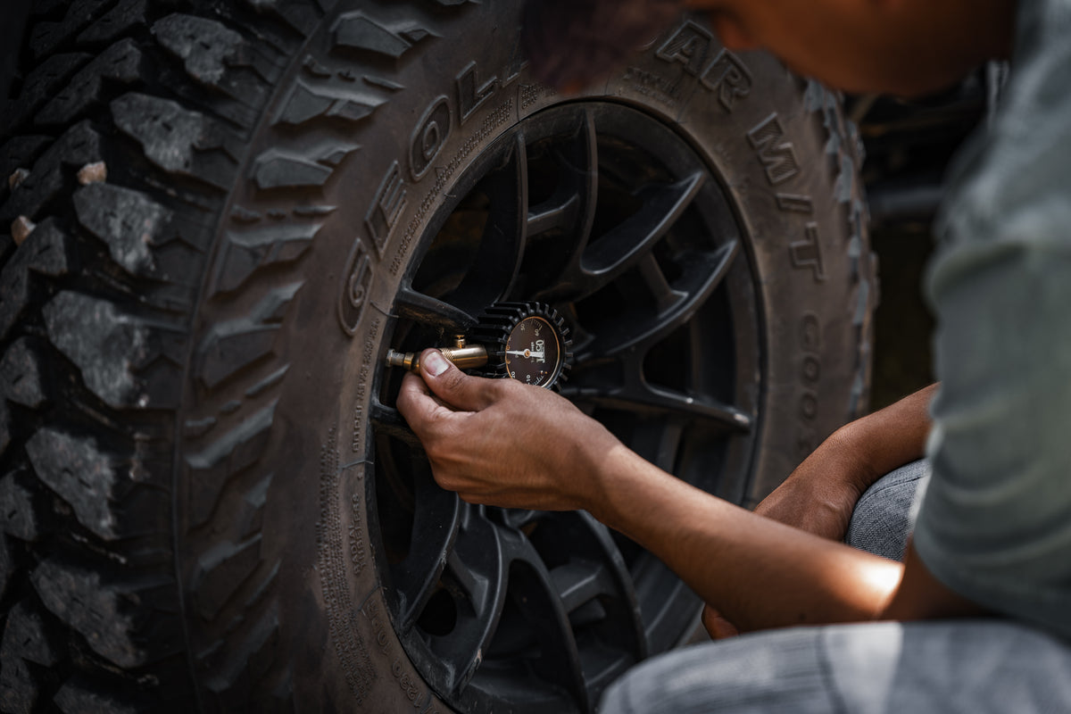 checking tire pressure