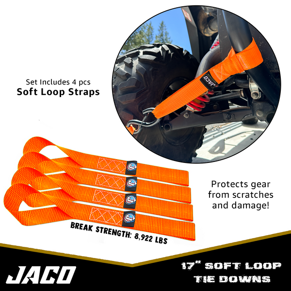 Heavy Duty Ratchet Tie Down Straps with Soft Loops (1.6" x 8 ft) | AAR Certified Break Strength (5,208 lbs) - Image 14 - JACO