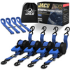 Retractable Ratchet Straps - 1" x 15 ft (1,760 lbs Break Strength) | Auto Self Retracting Cargo Tie Down Strap Set
