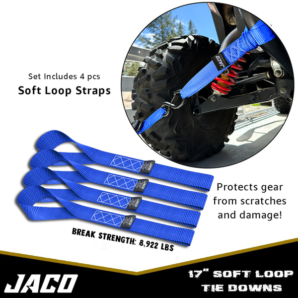 Heavy Duty Ratchet Tie Down Straps with Soft Loops (1.6" x 8 ft) | AAR Certified Break Strength (5,208 lbs) - Image 27 - JACO