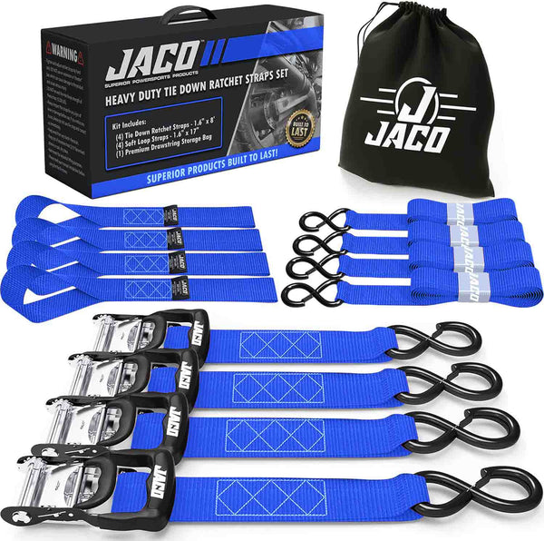 Heavy Duty Ratchet Tie Down Straps with Soft Loops (1.6" x 8 ft) | AAR Certified Break Strength (5,208 lbs) - Image 22 - JACO