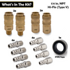 Hi-Flo Quick Connect Air Fittings | Plug & Coupler Kit - 1/4" NPT (Set of 12) - Image 2 - JACO