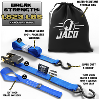 Tie Down Ratchet Straps (4 Pack) - 1 in x 15 ft | AAR Certified Break Strength (1,823 lbs) | Cargo Tie Down Set - Image 22 - JACO