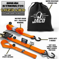 Tie Down Ratchet Straps (4 Pack) - 1 in x 15 ft | AAR Certified Break Strength (1,823 lbs) | Cargo Tie Down Set - Image 10 - JACO