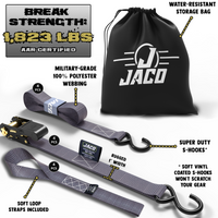 Tie Down Ratchet Straps (4 Pack) - 1 in x 15 ft | AAR Certified Break Strength (1,823 lbs) | Cargo Tie Down Set - Image 16 - JACO