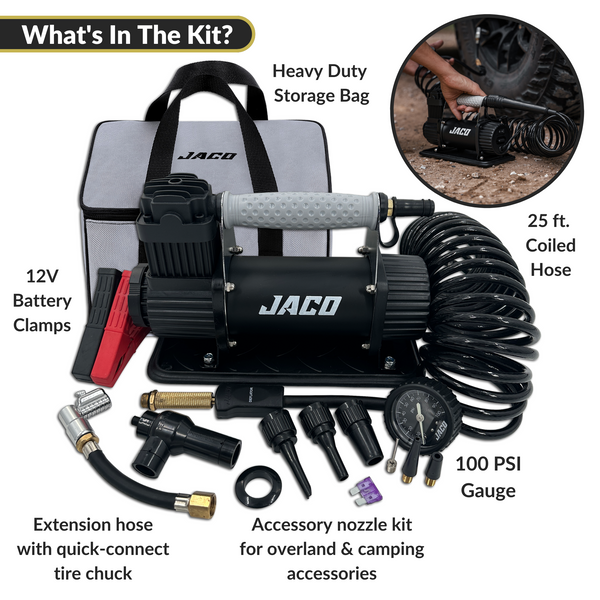 TrailPro™ Heavy Duty Portable Air Compressor - 3.5 CFM (12V/33A) | On x Off Road Tire Inflator Kit - Image 4 - JACO