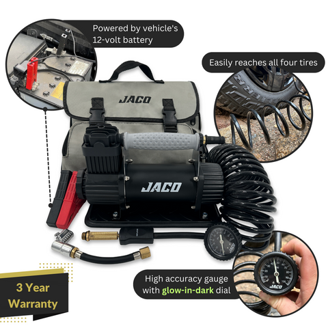 Jaco 4x4 TrailPro Heavy Duty Portable Air Compressor - 3.5 CFM (12V/33A) | On x Off Road Tire Inflator Kit