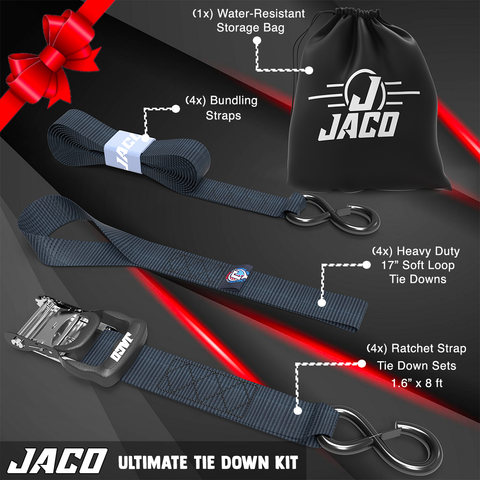 1 Heavy Duty Wide Handle Ratchet Strap Kit W/ Soft Loops & Bag