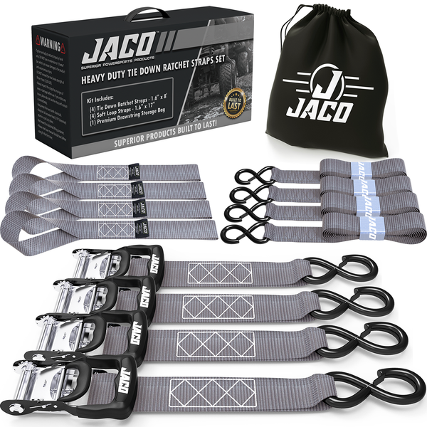 grey heavy duty ratchet tie down straps