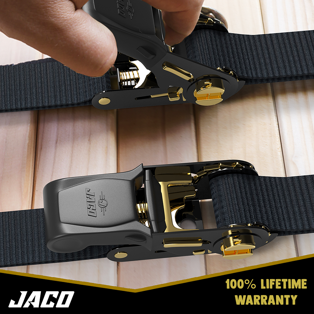 Tie Down Ratchet Straps (4 Pack) - 1 in x 15 ft | AAR Certified Break Strength (1,823 lbs) | Cargo Tie Down Set