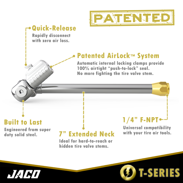 Lightning™ T-Series Tire Air Chuck | Open Flow, 1/4" F-NPT - Image 4 - JACO