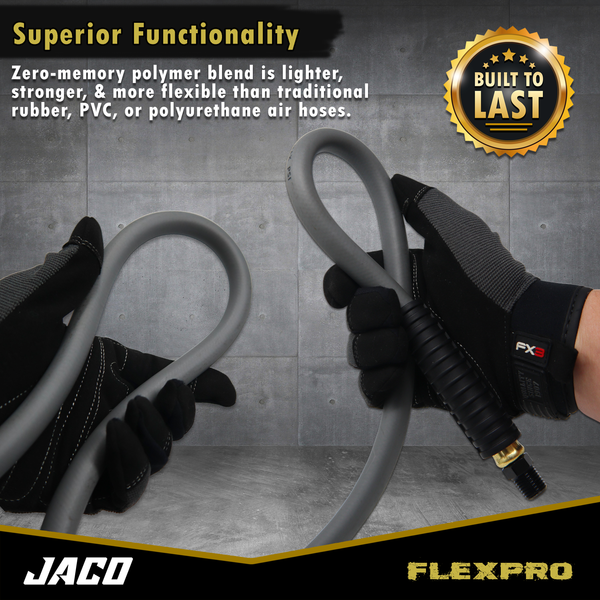 FlexPro™ Hybrid Air Hose (3/8" x 50 ft) | Dual 1/4" M-NPT Fittings (Storm Gray) - Image 7 - JACO