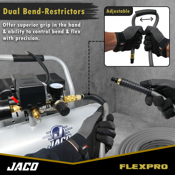 FlexPro™ Hybrid Air Hose (3/8" x 50 ft) | Dual 1/4" M-NPT Fittings (Storm Gray) - Image 10 - JACO