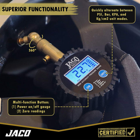 Jaco Elite Digital Low Pressure Tire Gauge - 30 PSI
