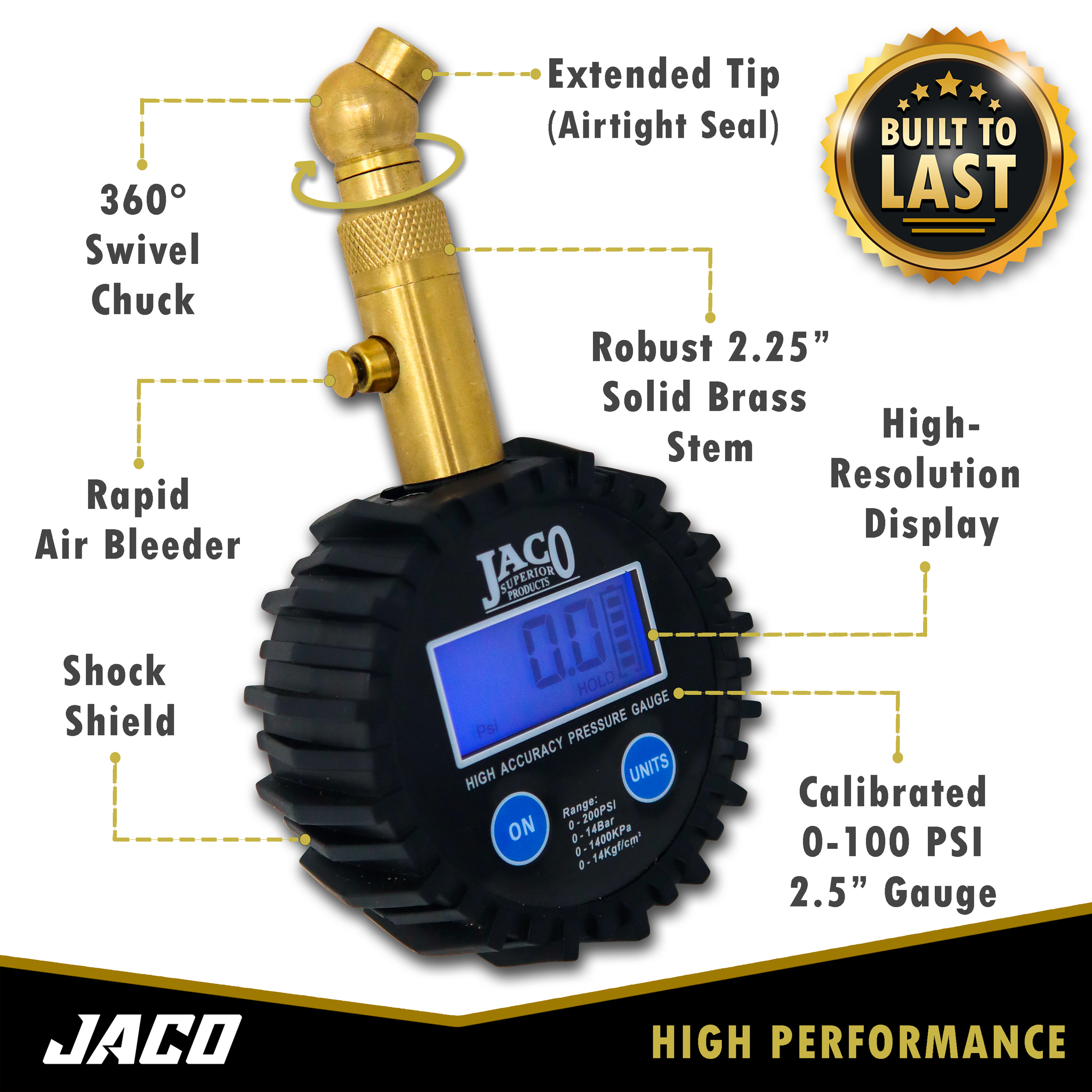 ElitePro™ Tire Pressure Gauge 60 PSI JACO