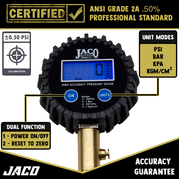 ElitePro™ Digital Tire Pressure Gauge - Professional Accuracy - 100 PSI - Image 6 - JACO