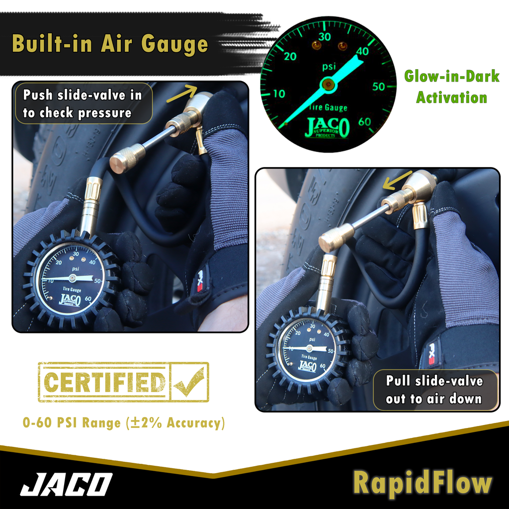 RapidFlow™ Tire Deflator Gauge (0-60 PSI) | Rapid Off-Road Air Down Kit