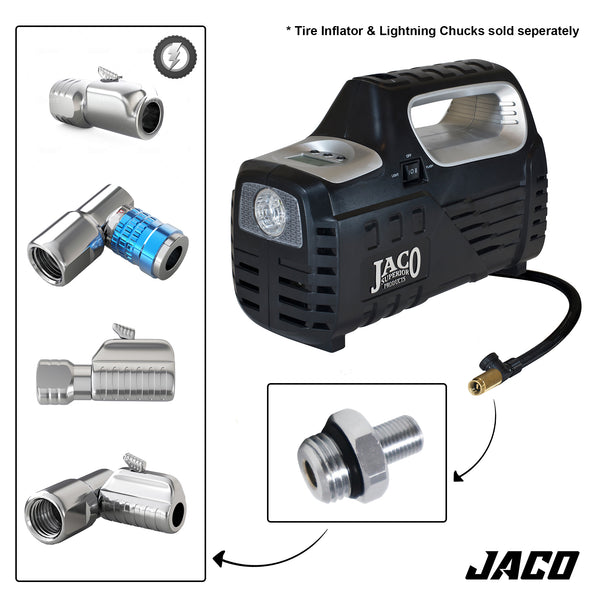 Lightning™ Air Inflator Adapter for Portable Tire Inflators (Schrader Valve to 1/4 inch M-NPT) | Open Flow - Image 8 - JACO