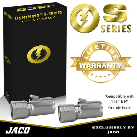 Lightning™ S-Series Tire Air Chuck | Open Flow, 1/4" F-NPT (2 Pack)
