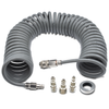 Polyurethane Coiled Air Hose Kit - 1/4" x 30 ft | with Air Compressor Fittings