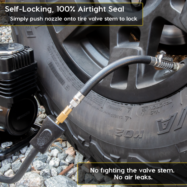 Lightning S2X Tire Inflator Hose Extension Self-Locking Nozzle | Patented Air Hose Adapter for Tire Pumps (Open Flow) - Image 4 - JACO