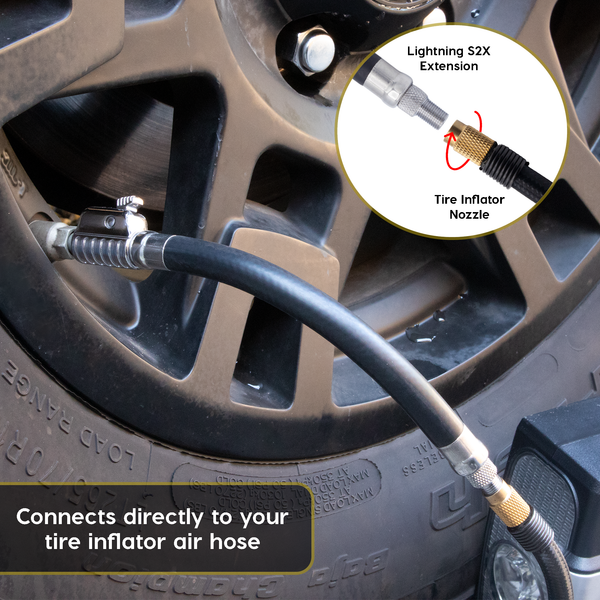 Lightning S2X Tire Inflator Hose Extension Self-Locking Nozzle | Patented Air Hose Adapter for Tire Pumps (Open Flow) - Image 6 - JACO