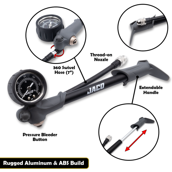 ShockPro™ Mountain Bike Shock Pump with Gauge - 300 PSI - Image 2 - JACO
