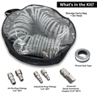 Polyurethane Coiled Air Hose Kit - 1/4" x 30 ft | with Air Compressor Fittings - Image 2 - JACO